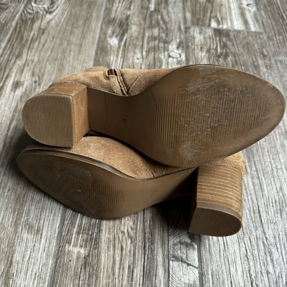 Matisse Ankle Boots Womens Suede 6.5M Tan Zip Fringe Detail Chunky Heel‎ Boho - Picture 3 of 7